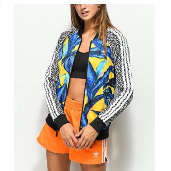 adidas Jackets & Blazers - Adidas Farm Leaf Blue Yellow Jacket
